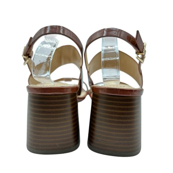 Liz Claiborne Women's Brown Croc Embossed Portola Slingback Sandals Size 8.5M - Picture 9 of 11